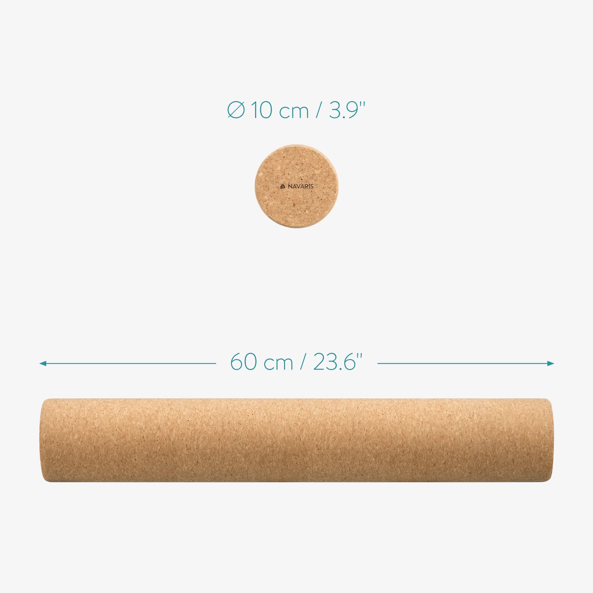 Navaris Cork Roller - Fitness Sport Yoga Cork Tube for Legs, Back, Muscles - Large 10 x 60 cm