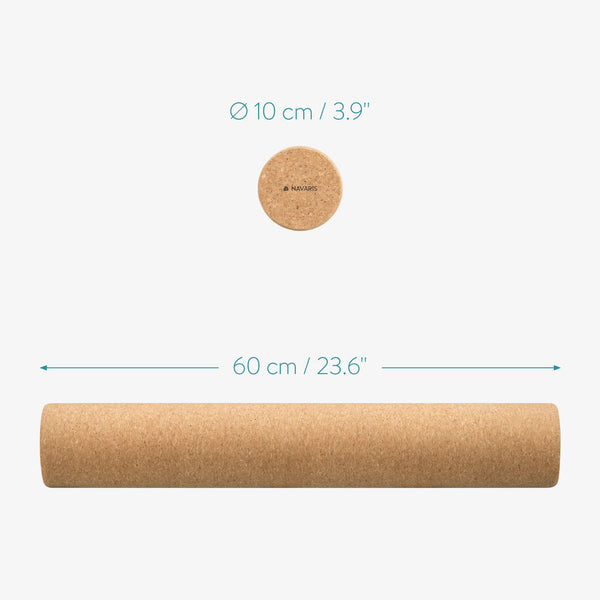 Navaris Cork Roller - Fitness Sport Yoga Cork Tube for Legs, Back, Muscles - Large 10 x 60 cm