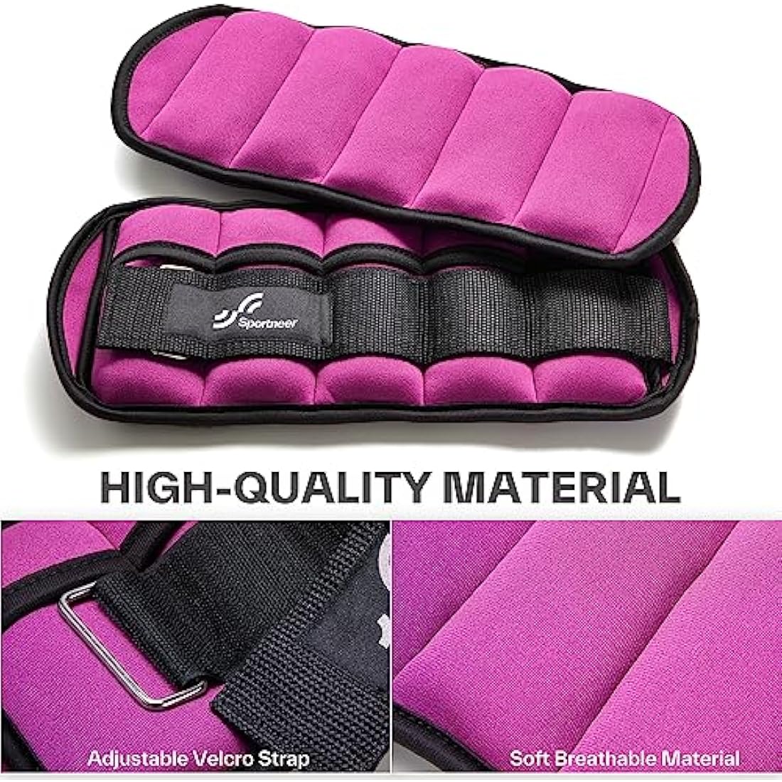 Sportneer Ankle Weights Adjustable Ankle Weights Set Wrist Strap 0.45kg - 2.25kg Each Ankle, 0.9kg - 4.5kg a Pair