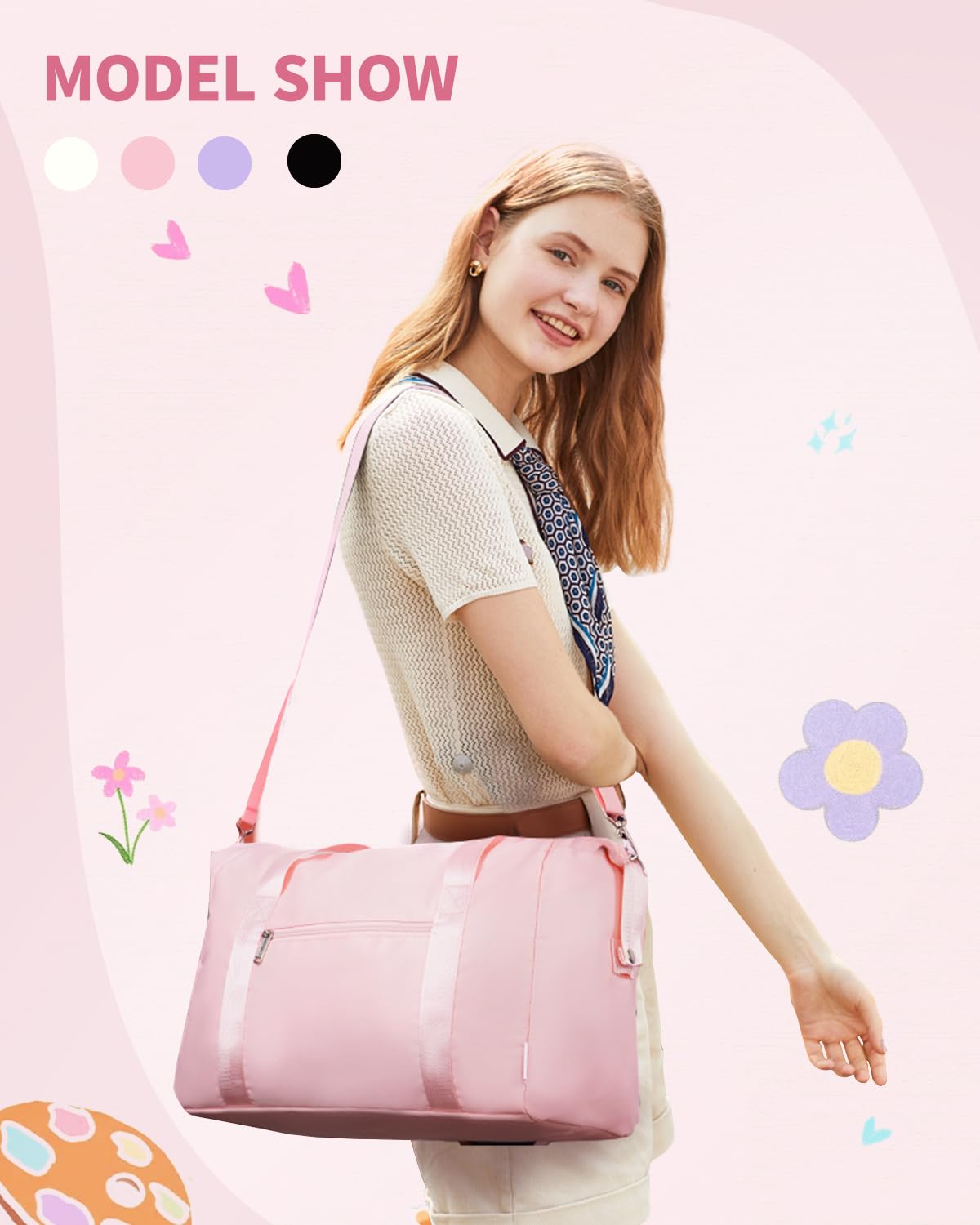 Narwey for Ryanair Cabin Bag 40x20x25 Underseat Ryan Air Bag Foladble Travel Duffel Hospital Carry on Hand Luggage Holdall Weekend Overnight Bag for Women and Men 20L (Beige with Green Straps)