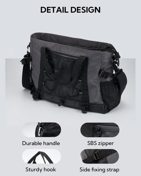 Waterfly Sports Gym Bag Small Duffle Bag for Women Men Water Resistant Weekend Travel Overnight Holdall Bag for Swimming Fitness Black