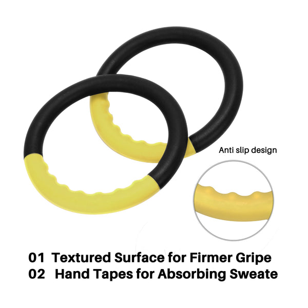 BOOSTEADY Gymnastic Rings with 15 FT Adjustable Straps Non-slip Gymnastics Rings Pull Up Workout Rings for Home Gym Exercise, Training Yellow