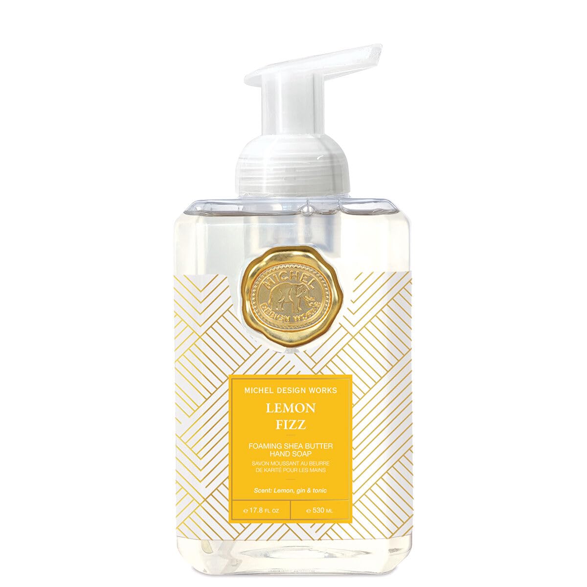 Michel Design Works Foaming Hand Soap, Lemon Fizz, Beautiful Square Container with Pump
