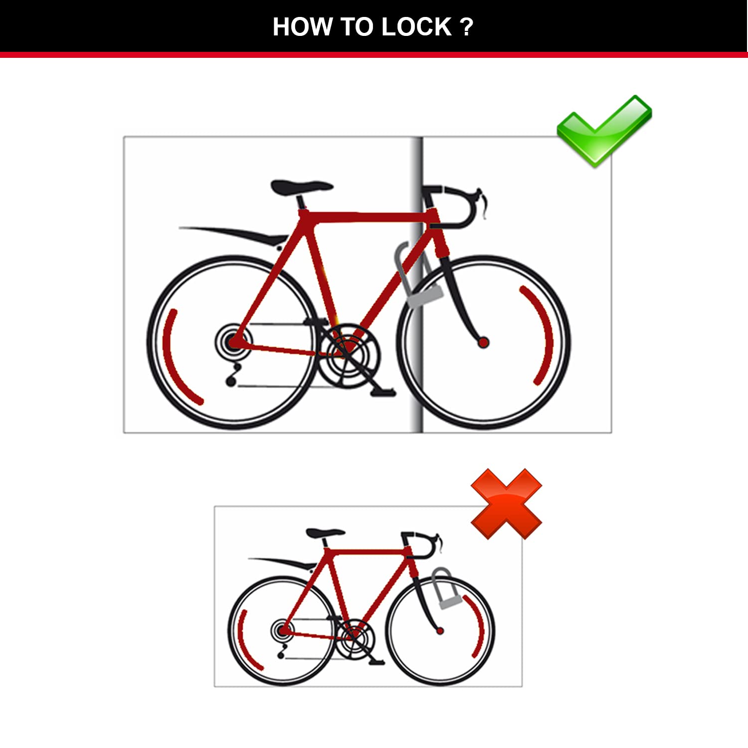 Master Lock Heavy Duty Bike D Lock, Key, Universal Mounting Bracket, Certified Bike Lock, Long Shackle, Red 8195EURDPROLWR - Use with Electric,