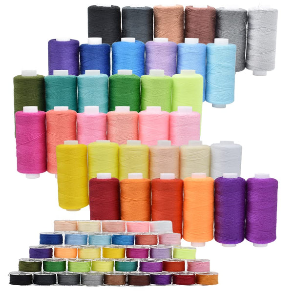 SHRJ 72Pcs Bobbins Sewing Threads Kit, 36 Colors 400 Yards per Polyester Thread Spools Prewound Bobbin with Case for Hand Machine Sewing, Emergency