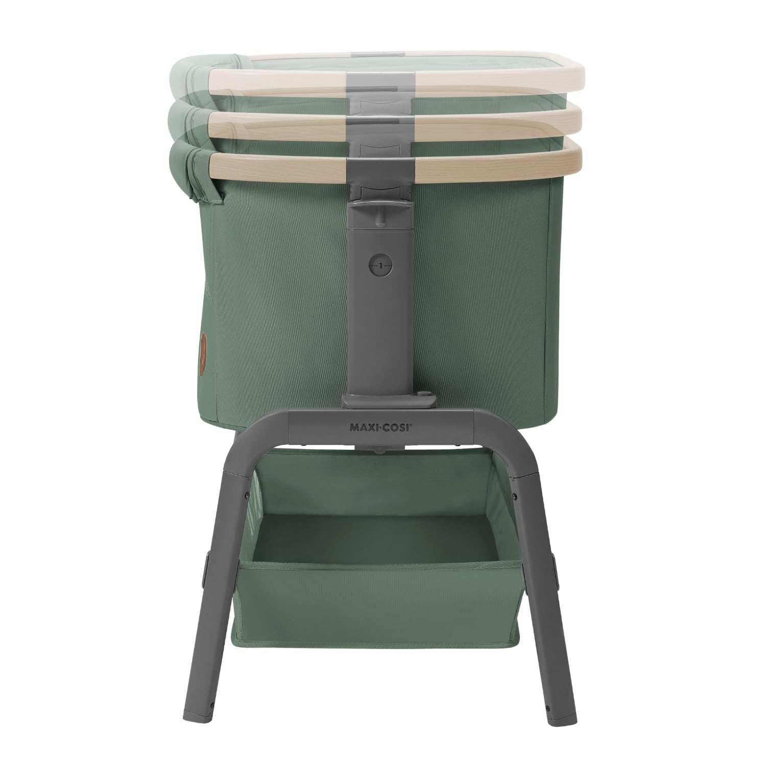 Maxi-Cosi Iora Co-Sleeper Crib, Foldable Baby Bedside Crib, 0–6 Months, max 9 kg, 4 Incline & 5 Height Positions, Easy Slide, Comfortable Mattress, Large Basket, Easy to Carry, Essential Grey