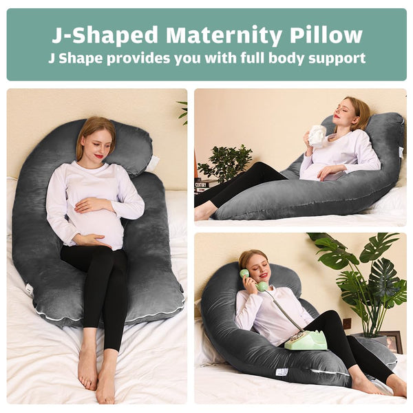 Chilling Home Pregnancy Pillow, 55 inches Maternity Pillow for Pregnant Women, Comfortable J Shaped Full Body Pillow Pregnancy Pillows for Sleeping,