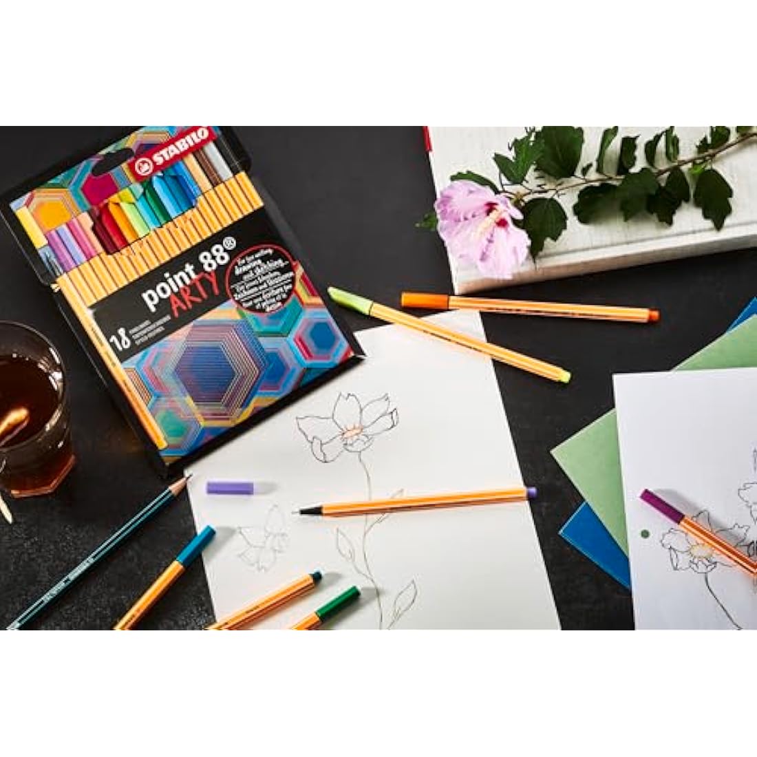 STABILO point 88 - Fineliner - ARTY - Pack of 65 - Assorted Colours
