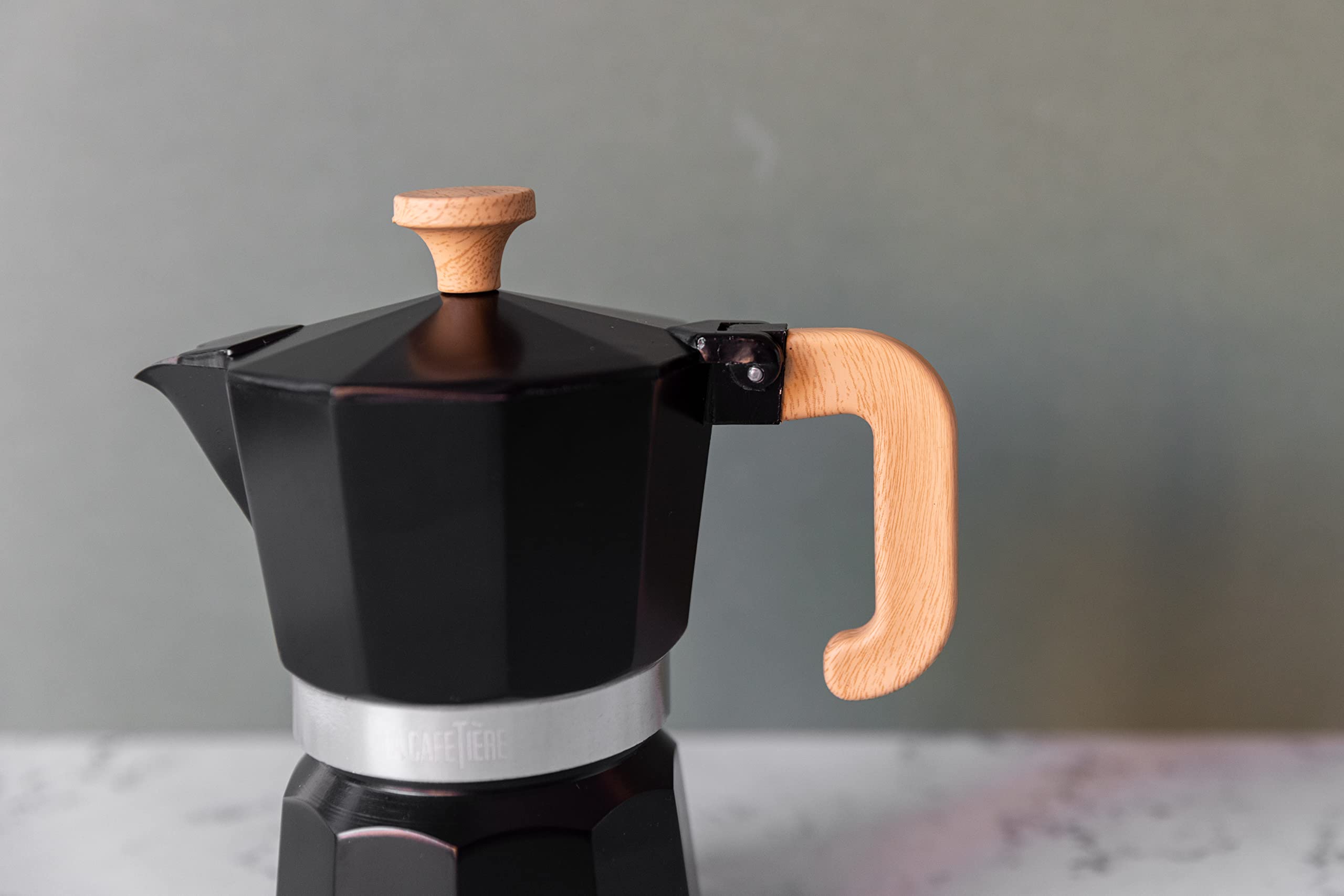 La Cafetière Venice Aluminium Espresso Maker, Three Cup, Black, Gift Boxed