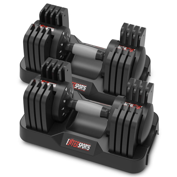 EnterSports 12kg/18KG/27KG Adjustable Dumbbells,Dumbbell Set for Saving Place, Dumbbell Weights with Non-Slip Handle, Home Gym Strength Training Equipment for Full Bodybuilding