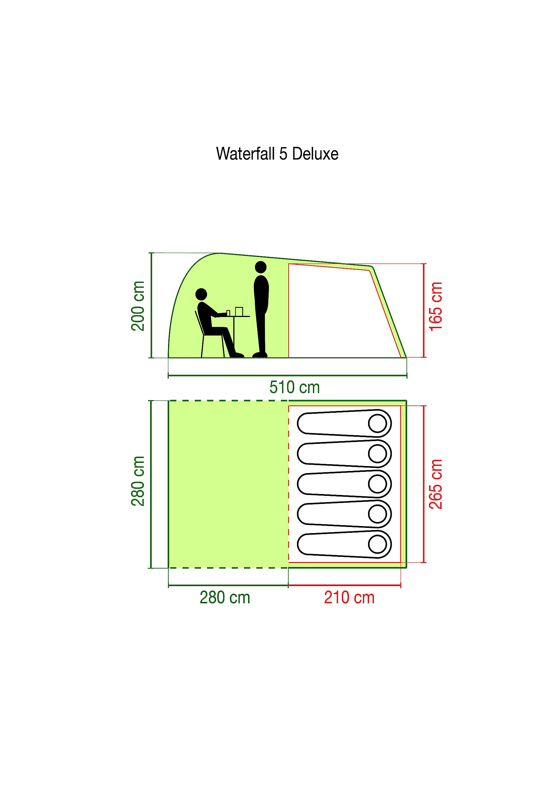Coleman Waterfall 5 Family Tent | 5 Man Dome-Tunnel Hybrid Tent with Separate Living And Sleeping Area | Easy To Pitch | 5 Person Camping Tent | 3000mm Waterproof | with Sewn-in Groundsheet