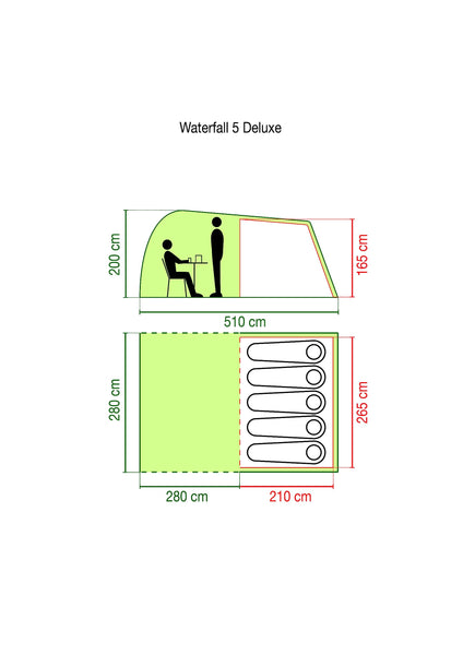 Coleman Waterfall 5 Family Tent | 5 Man Dome-Tunnel Hybrid Tent with Separate Living And Sleeping Area | Easy To Pitch | 5 Person Camping Tent | 3000mm Waterproof | with Sewn-in Groundsheet