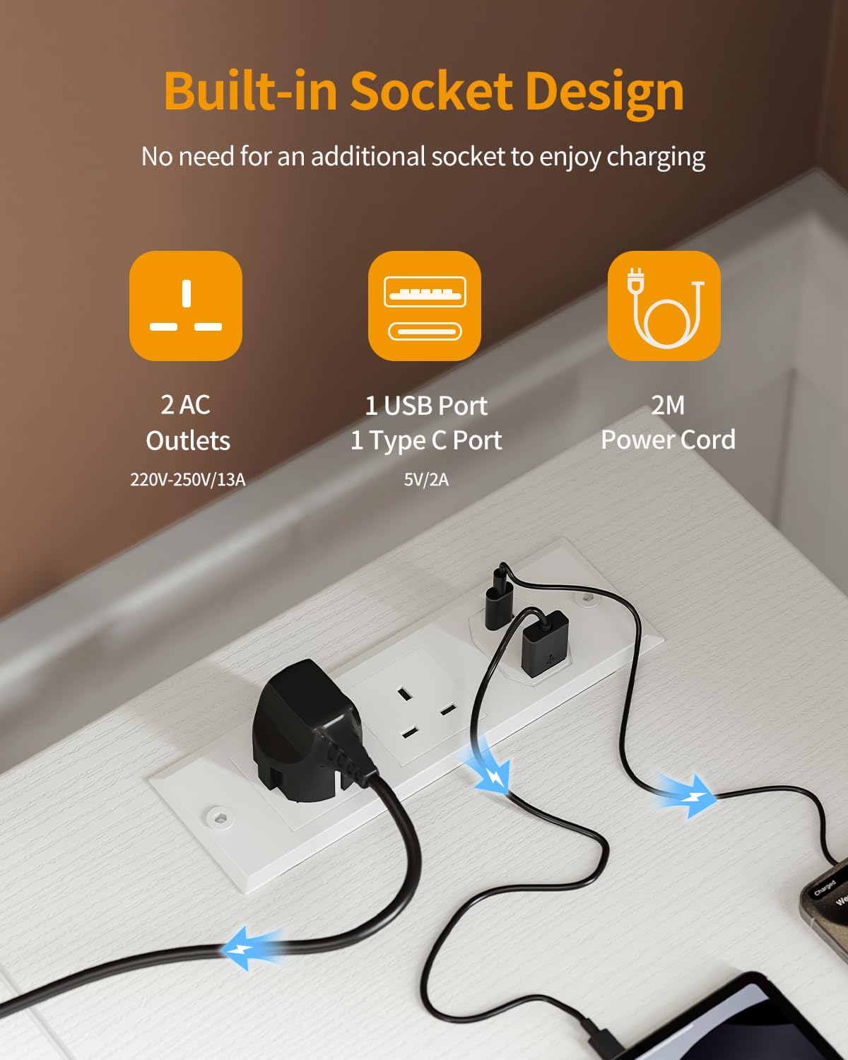 CubiCubi Computer Desk with Monitor Stand and Storage Shelves, 120cm Home Office Desk Study Writing Table, White