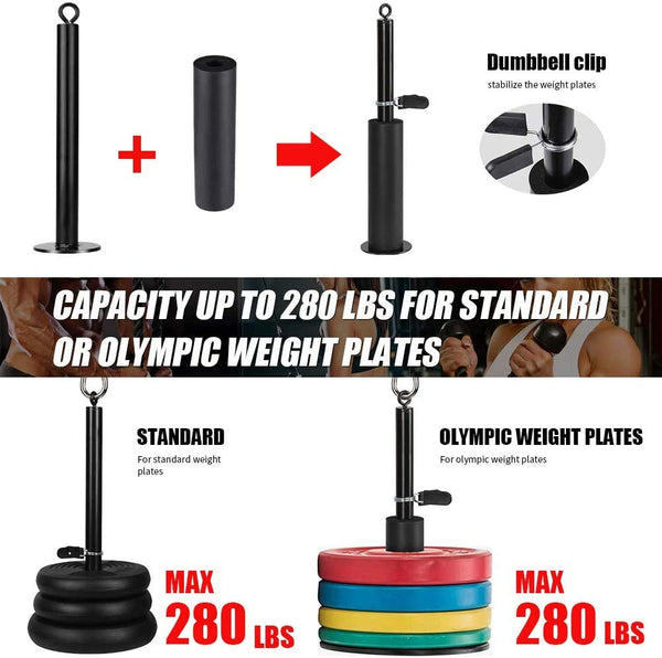 Weight Cable Pulley System Home Gym,Morwealth LAT and Lift Pulley System Gym Cable Machine attachment With Tricep Rope,lat pulldown bar,Loading Pin
