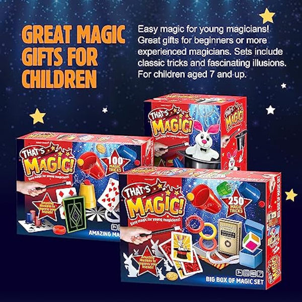 That's Magic Magic Hat Set - Featuring 75 Fun Easy Tricks and For Young Magicians - Helps Build Child's Motor Skills and Confidence - Includes Plush Rabbit, Props, Videos and Instructions, 7+ Years