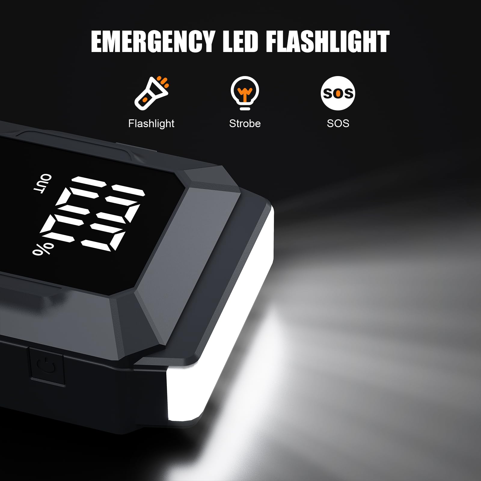 Povasee Jump Starter Power Pack, 5000A Car Battery Booster Jump Starter (up to All Gas or 10L Diesel) with 3" LCD Display, Car Starter with 2 USB Ports, Jump Leads and LED, Jump Pack for 12V Vehicles