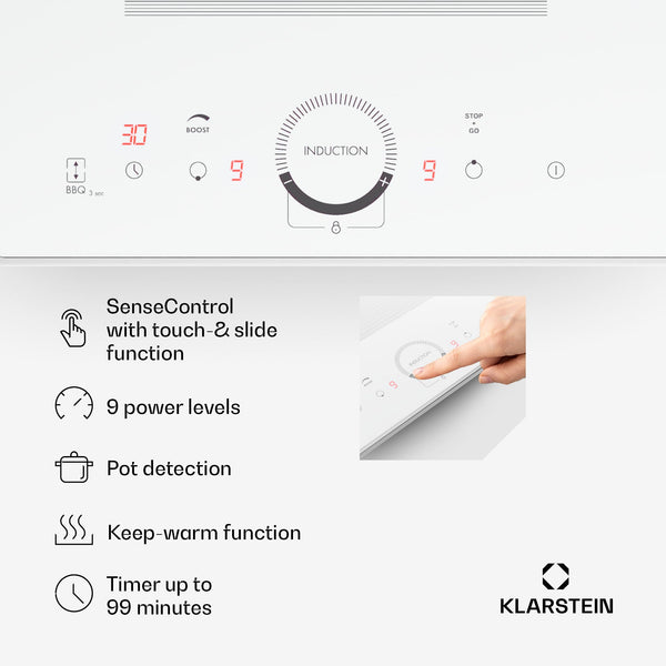 Klarstein Induction Hob, 7000W Electric Hobs Induction Cooker, 4 Ring Electric Pan Hob, Built-In Table Top Cookers w/ 4 Hobs, Touch Control, Inductions Heater Cooktops, Hot Plates for Cooking