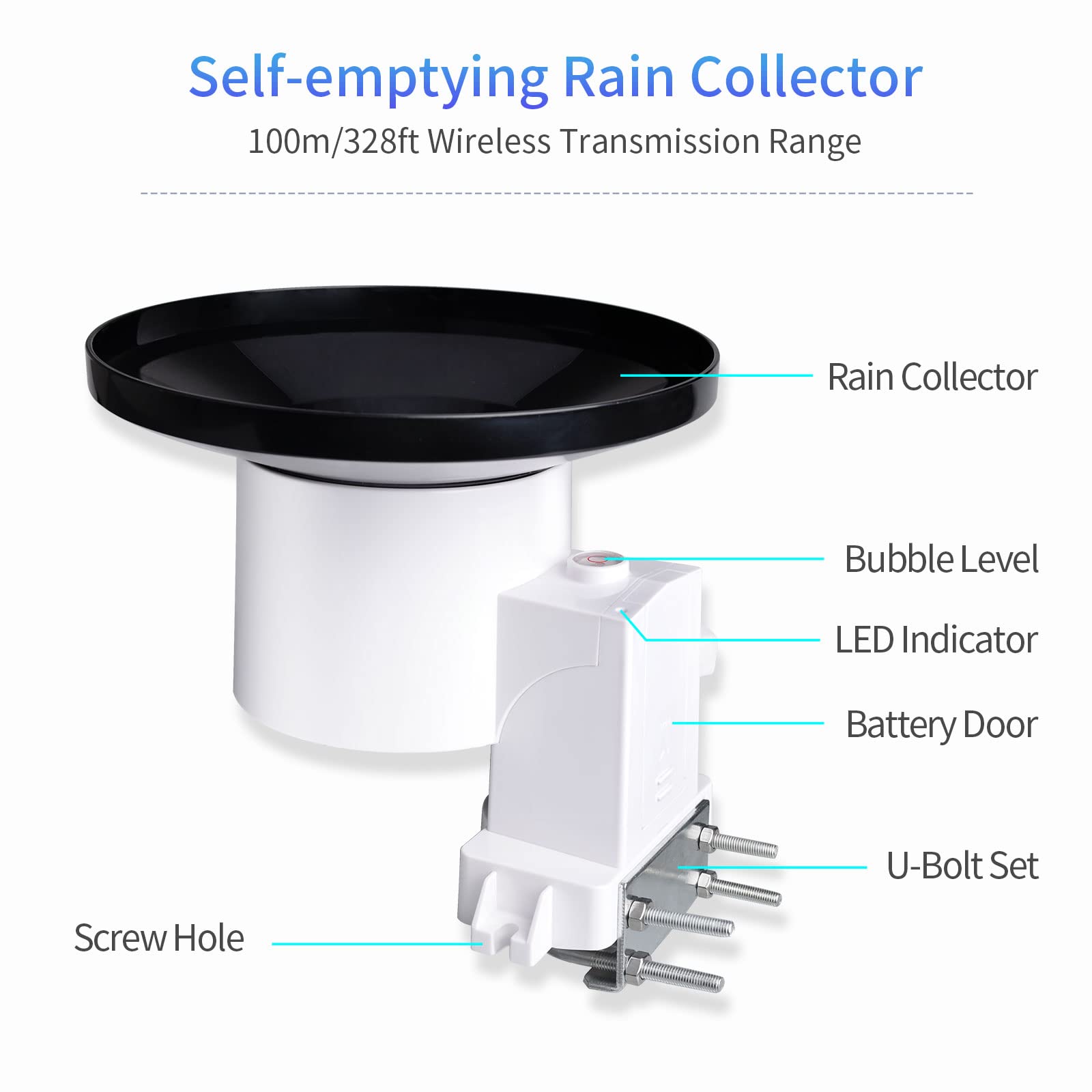 ECOWITT WH40 Wireless Self-Emptying Rain Collector Rainfall Sensor - Accessory Only, Can Not Be Used Alone