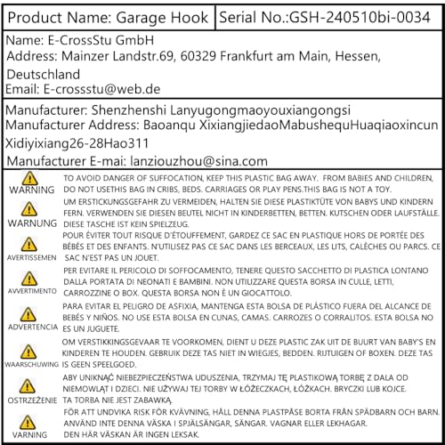pipabiba 17cm Garage Storage Ladder Hooks, 6 Pack Heavy Duty Wall Mount Utility Hanger Organizer to Folded Chairs, Bicycles, Power Tools, Garden Hoses (19cm x 17cm)