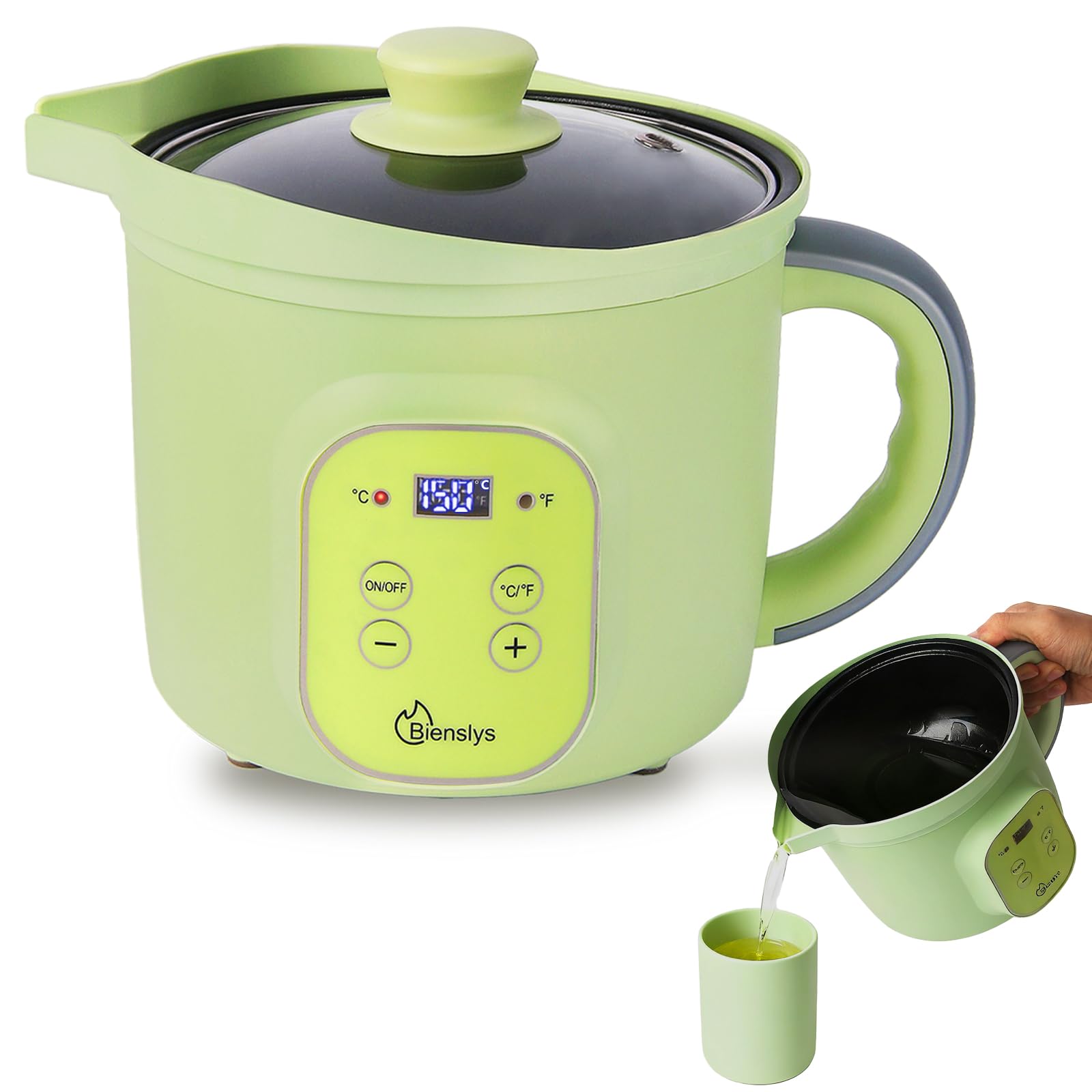 Bienslys Electric Wax Melter for Candle Making, 1.5L Pot with Precise Temperature Control (30-150?C), Non-Stick Coating & Drip-Free Spout for Soy Wax,