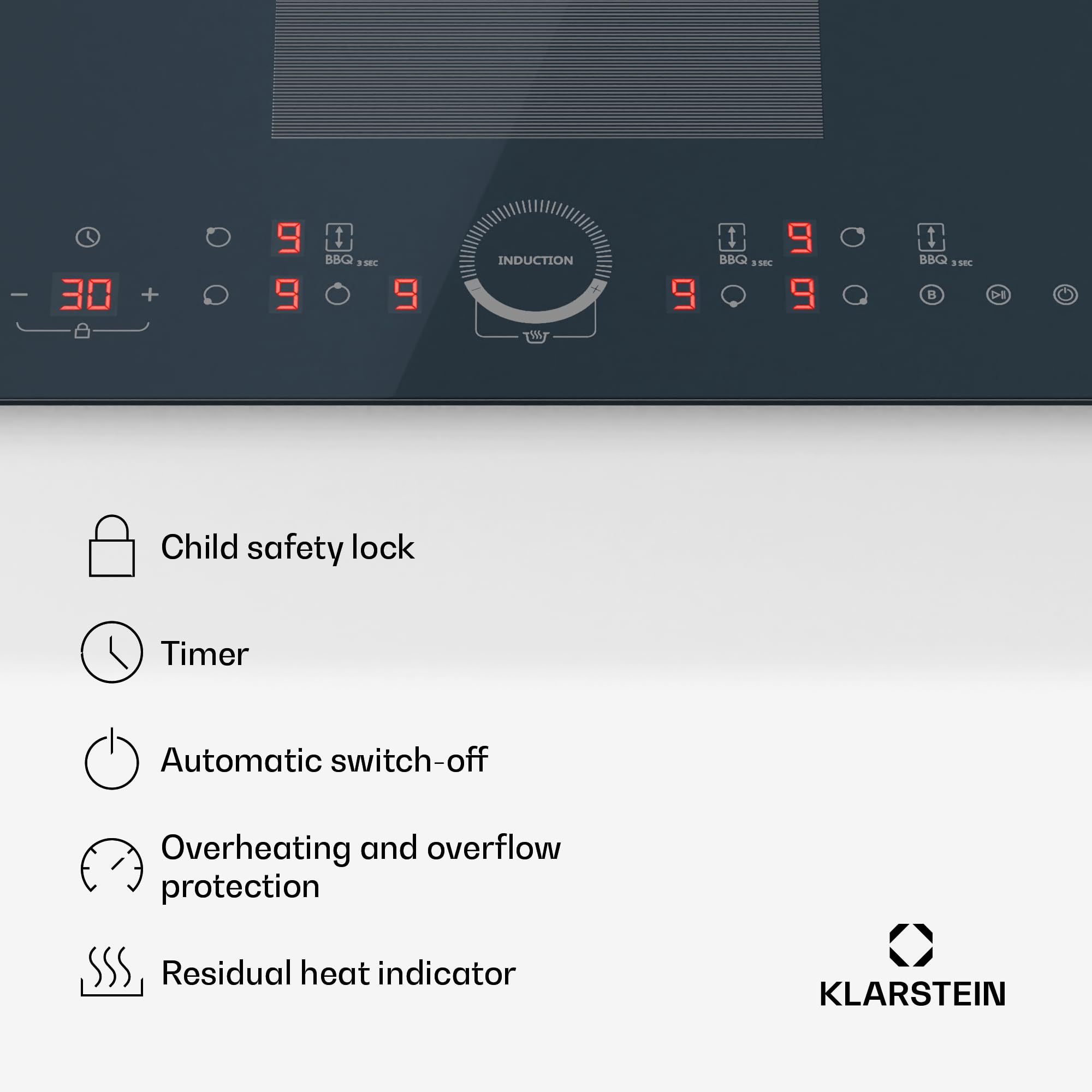 Klarstein Induction Hob, 7000W Electric Hobs Induction Cooker, 4 Ring Electric Pan Hob, Built-In Table Top Cookers w/ 4 Hobs, Touch Control, Inductions Heater Cooktops, Hot Plates for Cooking