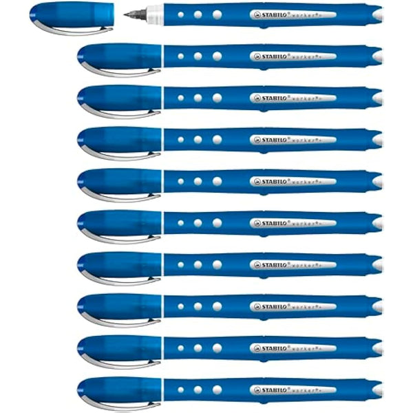 STABILO worker+ colorful - Rollerball - Pack of 10 - Blue