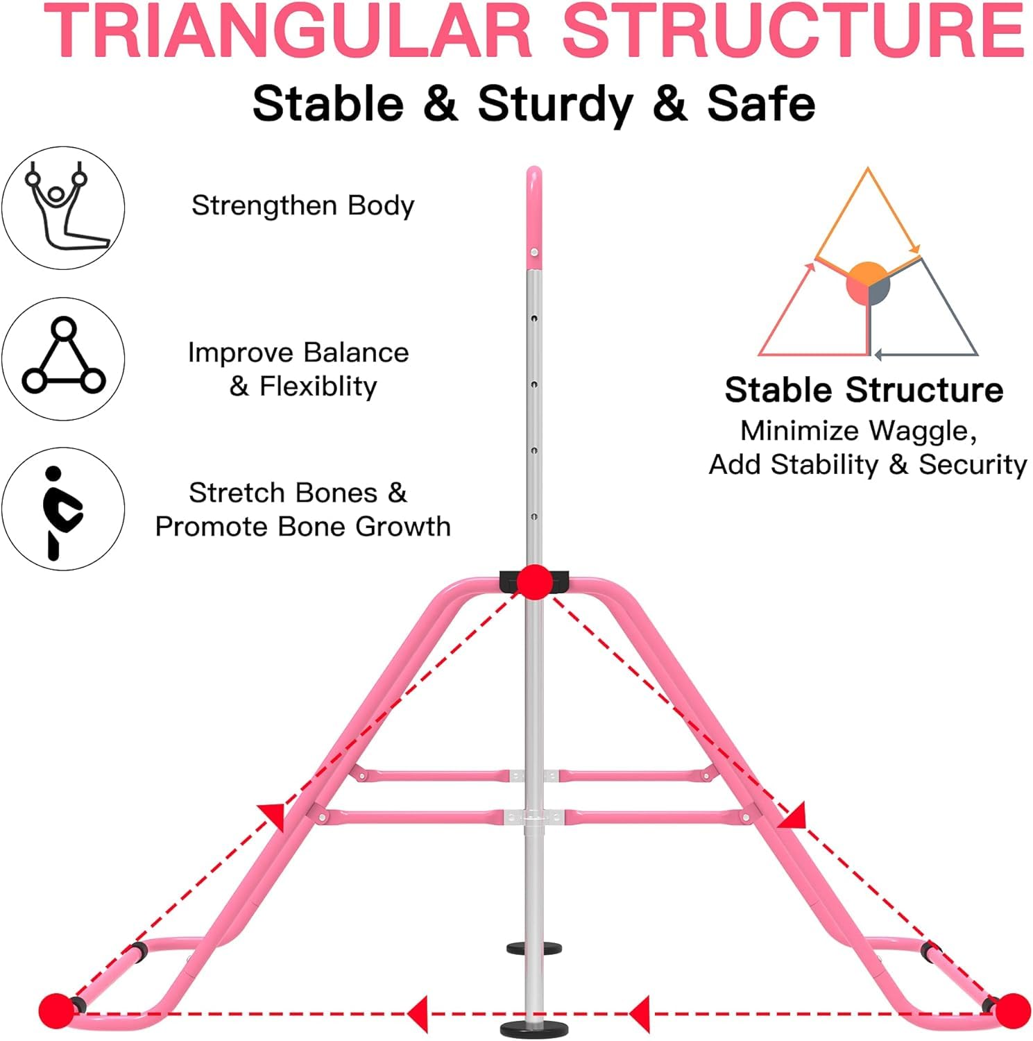 EVERYMILE Gymnastics Bars, Junior Training Kip Bar Gymnastics Equipment for Home,Adjustable Height Folding Horizontal Bar with Gymnastic Rings for Kid