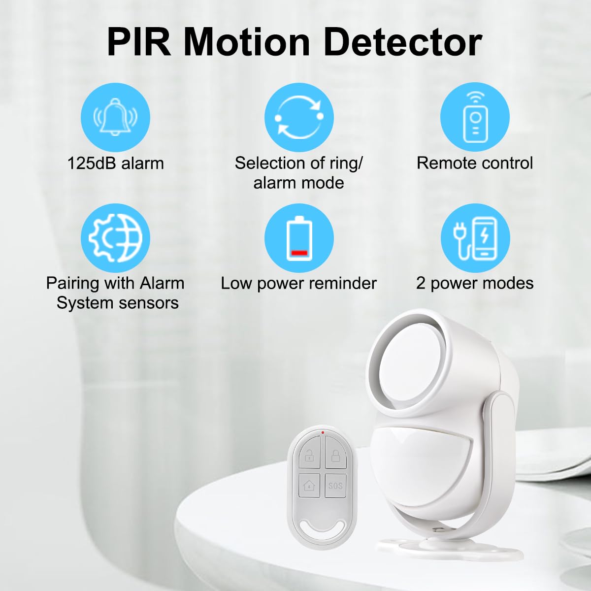 Shed Alarm, Shed Security Alarm for Home / Ranch / Van / Carport / Shop Infrared Detection Technology with 328ft Remote SOS Button Battery Powered 125db Extra Loud - Black