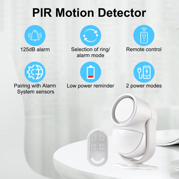 Shed Alarm, Shed Security Alarm for Home / Ranch / Van / Carport / Shop Infrared Detection Technology with 328ft Remote SOS Button Battery Powered 125db Extra Loud - Black