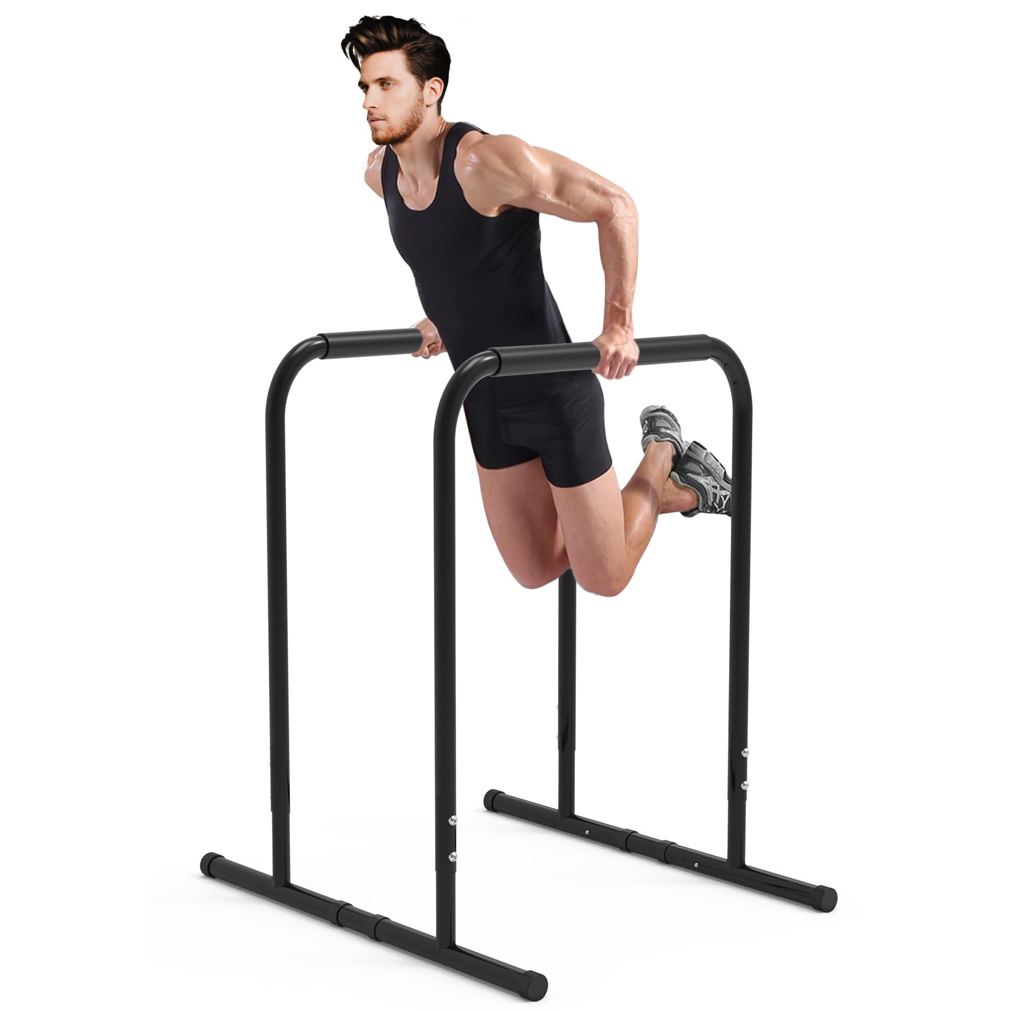 leikefitness Pull Up Dip Station Adjustable Height Strength Training Dip Stands Station Tricep Dips Push-Ups For Home Gym