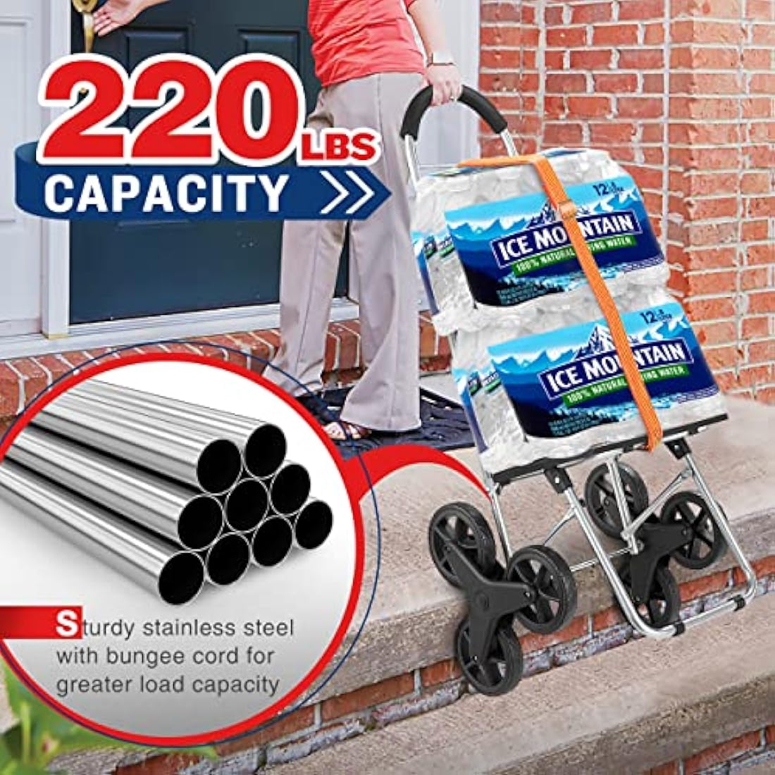 Popolic Shopping Trolley, Stainless Steel, Black, Extra Large