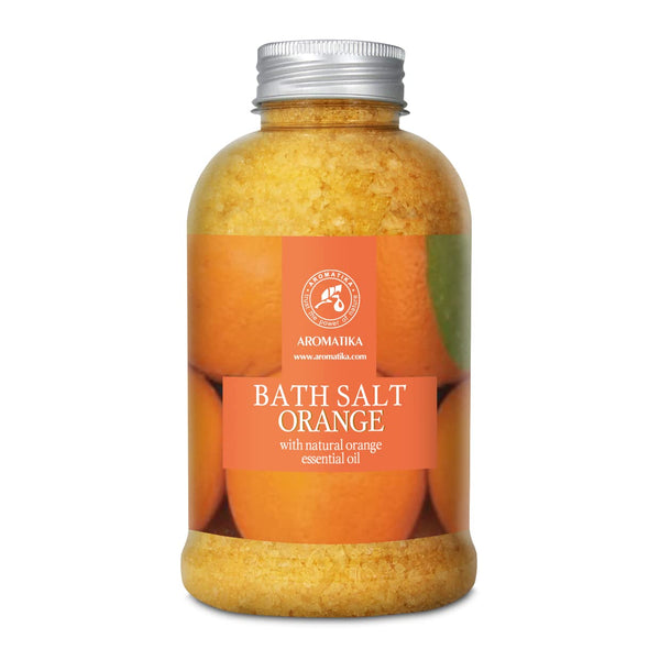 Orange Bath Salts w/Natural Orange Essential Oil 600g - Best for Good Sleep - Stress Reduction - Beauty - Bathing - Body Care - Wellness - Relaxation