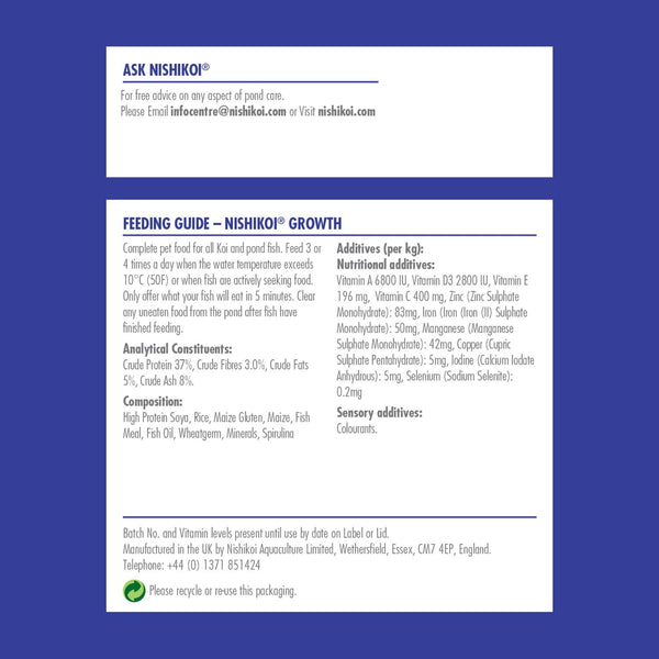 Nishikoi Growth Complete Food for Koi and Pond Fish - Large Pellets - 2.5kg