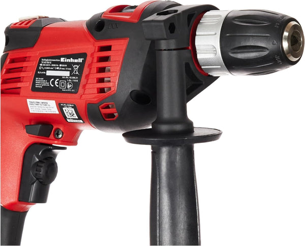 Einhell TC-ID 1000 E Impact Drill | Hammer Drill With Auxiliary Handle, Soft Grip, Speed Control | 1010W Electric Drill With Percussion Hammer Drilling Function , Red