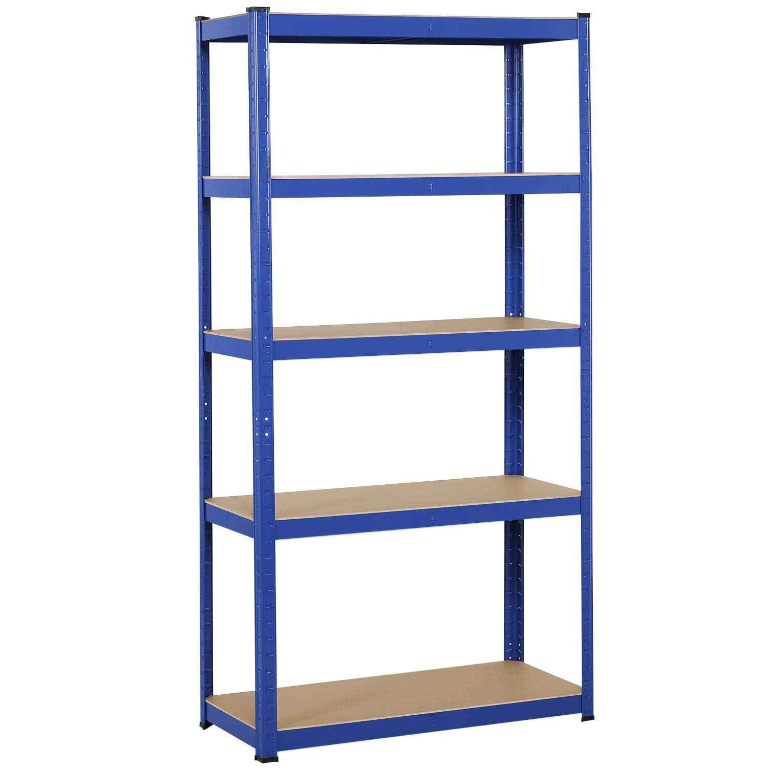 Yaheetech Garage Shelving Units - 5 Tier Heavy Duty Rack for Storage Metal Utility Shelves,180cm x 90cm x 40cm,175KG Per Shelf,Blue