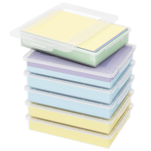 Lifewit 6 Pack Plastic Multi-Purpose Storage Box with Latching Lids, Clear A4 Paper Storage, Classroom Organization, Storage Containers for Board