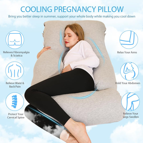 Chilling Home Pregnancy Pillows for Sleeping,U Shaped Maternity Pillow Pillow,55 inch Full Body Pillow Long Pillows for Sleeping, Maternity&Body Pillows for adults with Cover Velvet,Light Black