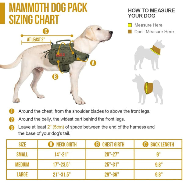 OneTigris Mammoth Dog Backpack 2.0 Version Tear Camping Hiking Dog Backpack for M/L Size Dogs (M, Oliver)