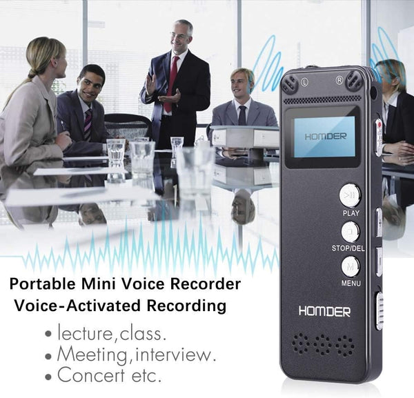 Digital Voice Recorder, Homder USB Professional Dictaphone Recorder with MP3 Player, Activated Rechargeable, Stereo HD Recording for Lectures (8GB)