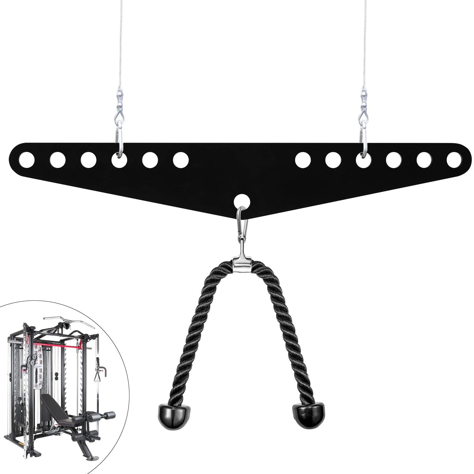 RIMLUFE Double to Single D Handle Cable Weight Workout Pulley System Adaptor Plate Spreader LAT Pull Down BarRope Attachments Cable Machine for Squat