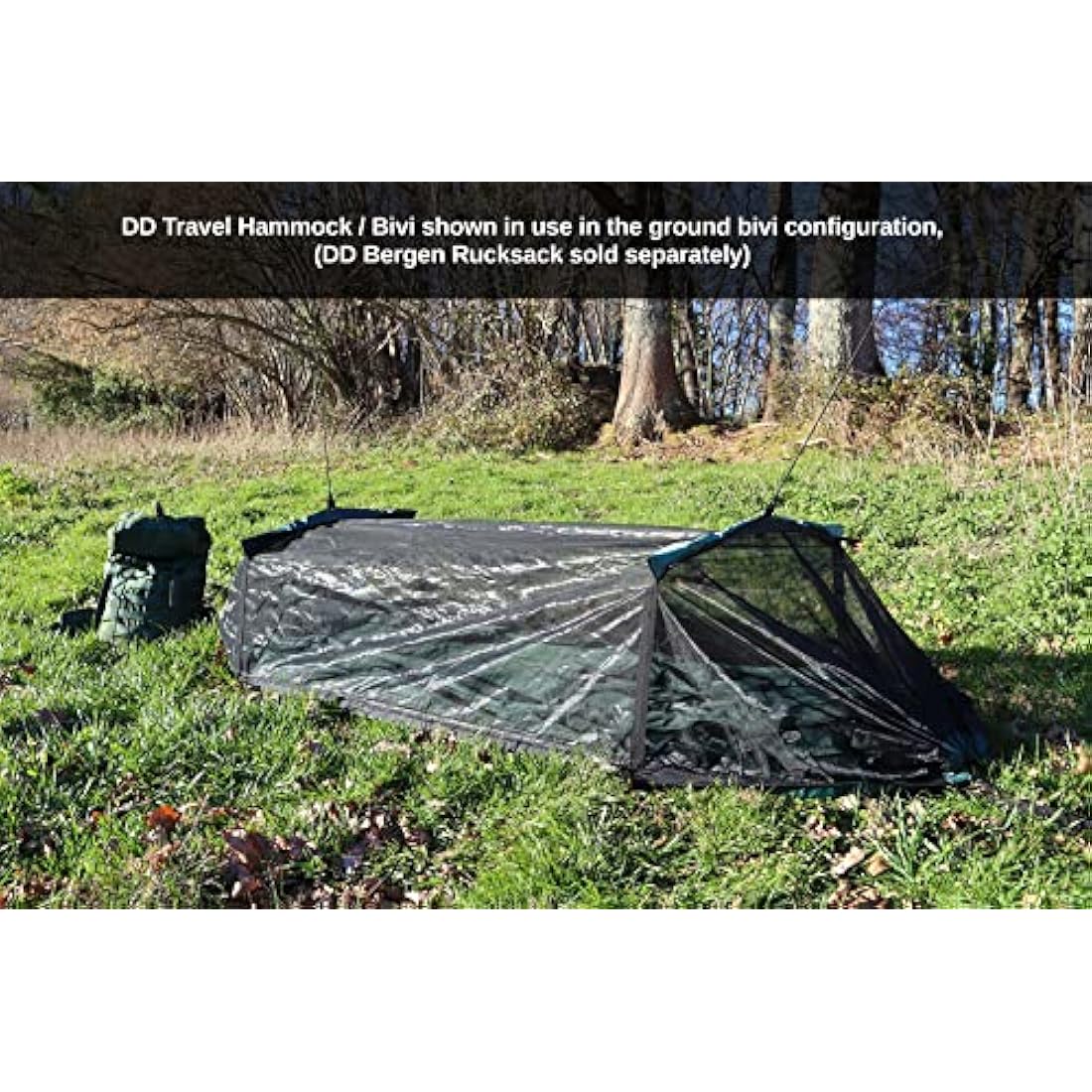 DD Hammocks Travel Hammock/Bivi - Insect Proof Camping Hammock And Ground Shelter Multi-Use With Fine Bug Mesh For Hiking Adventure Olive Green