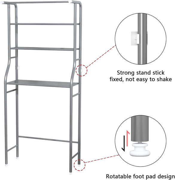 3-Tier Drum Storage Rack Space-Saving Bathroom Organizer Silver MOYIPIN