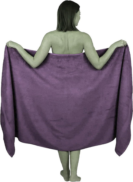 Wholesale Trade Dealz Extra Large Bath Sheet 100 x 200 cm Super Jumbo Big Bath Sheets Towels Beach Body Wrap XL Bath Towels 600-GSM (Purple)