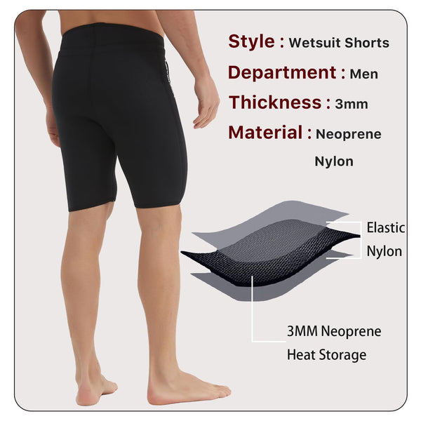 Lemorecn Wetsuits Pants Shorts 3mm Neoprene Canoeing Swimming Pants(UK1035-L)