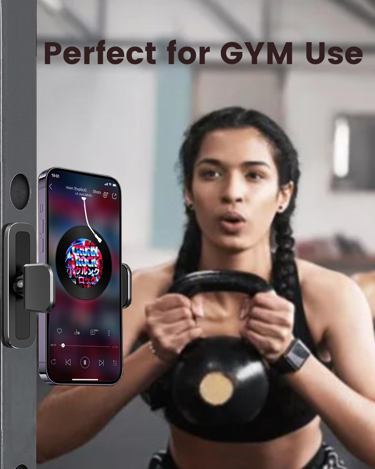 APPS2Car Magnetic Mount for GYM, 360 Adjustable Magnetic Phone golf Mount, Magnet Phone Holder Compatible with 4.7-6.5" Smartphones, Alloy Base and Joint, Black Cradle