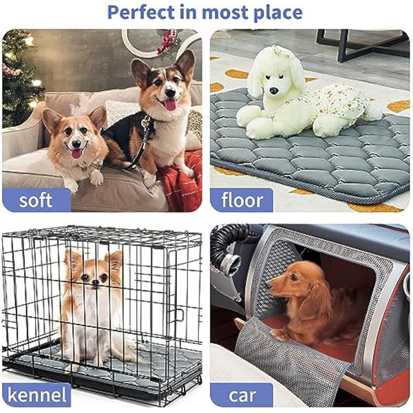 Geegoos Large Dog Crate Mattress, Washable Soft Kennel Pads, Pet Bed Blanket for 42 inch Cage, Dog & Cat Bed Mats (104x68cm, Grey)
