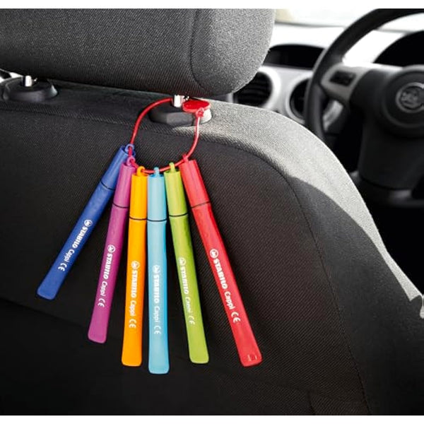 STABILO Cappi - Fibre-Tip Pen with Cap-Ring - Pack of 24 - Assorted Colours with 2 Cap-Rings
