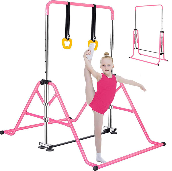 FCOUMY Gymnastics Bar for Kids, Junior Training Kip Horizontal Bar Gymnastics Equipment for Home, Adjustable Telescopic Height Folding Horizontal Bar