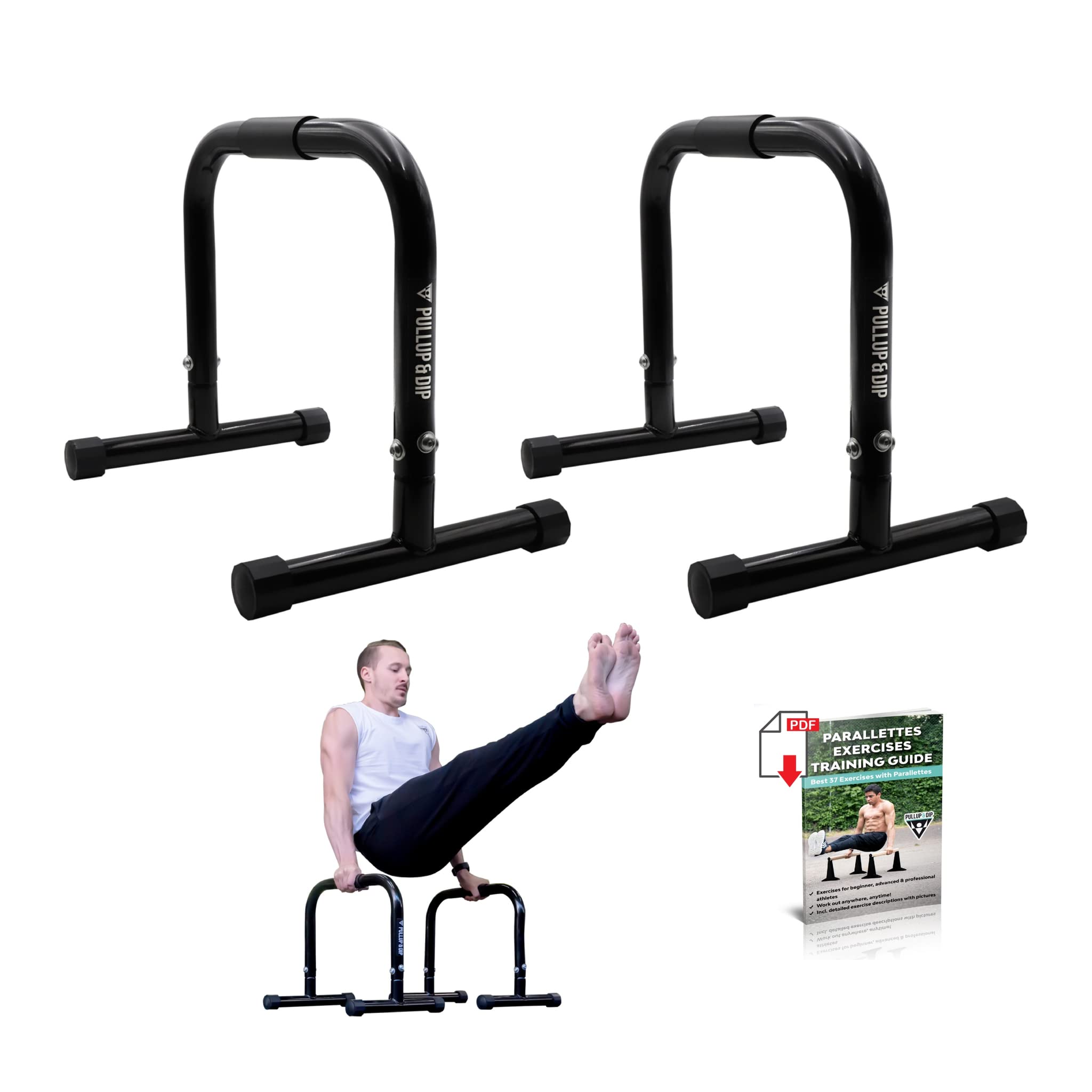PULLUP & DIP Fitness Parallettes, Medium Parallette Bars For Calisthenics, Crossfit & Gymnastics, Handstand Bars With Extra Wide Handle & No Wobbling