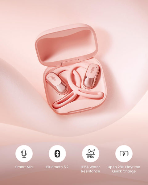 SHOKZ OpenFit Air Open-Ear Headphones, True Wireless Bluetooth Earphones with Mic, Fast Charging, 28h Playtime, IP54 Waterproof for Workout - Black